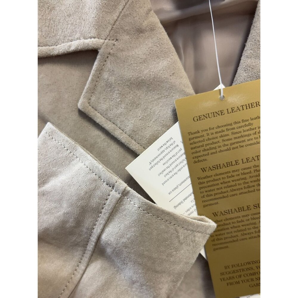 Dialogue Women's M Washable Beige Leather Blazer Jacket Genuine Suede NWT - Picture 6 of 7